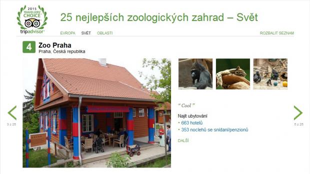 Zoo Praha je 4. nejlepší zoologická zahrada na světě.