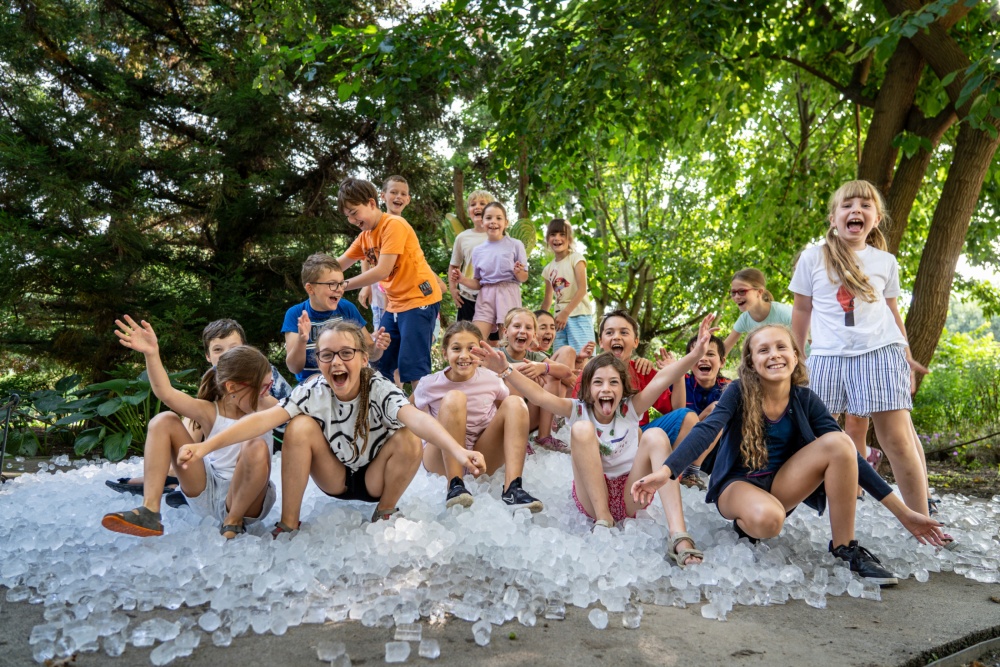 Ledové kostky ocenili zejména mladší návštěvníci. Už v dopoledních hodinách se ke kupě ledu poblíž Dětské zoo přišly ochladit desítky dětí. Foto Oliver Le Que, Zoo Praha