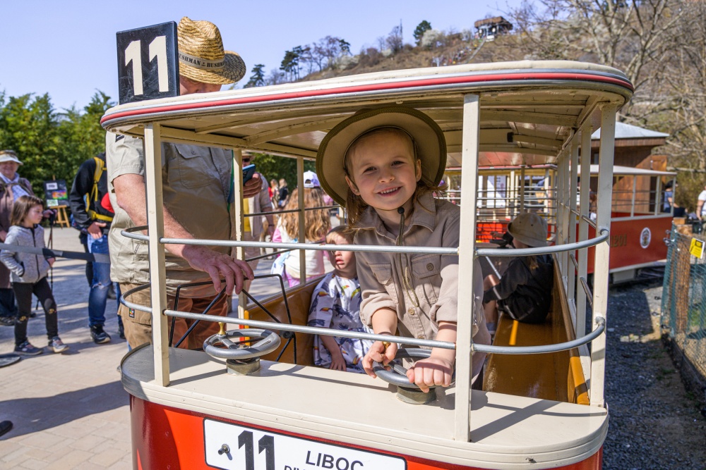 The popular children’s tram was reopened today. The first to ride on it were the children that presented a kids’ version of Prague Zoo’s staff uniforms as part of a fashion show. Photo Petr Hamerník, Prague Zoo 