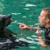 Chovatel Jakub Mezei cvičí s Melounem, foto: Petr Hamerník, Zoo Praha
